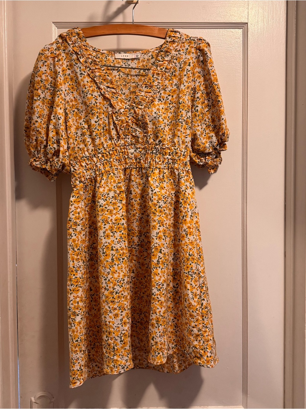 Lush Yellow Floral Ruffle Smocked Dress